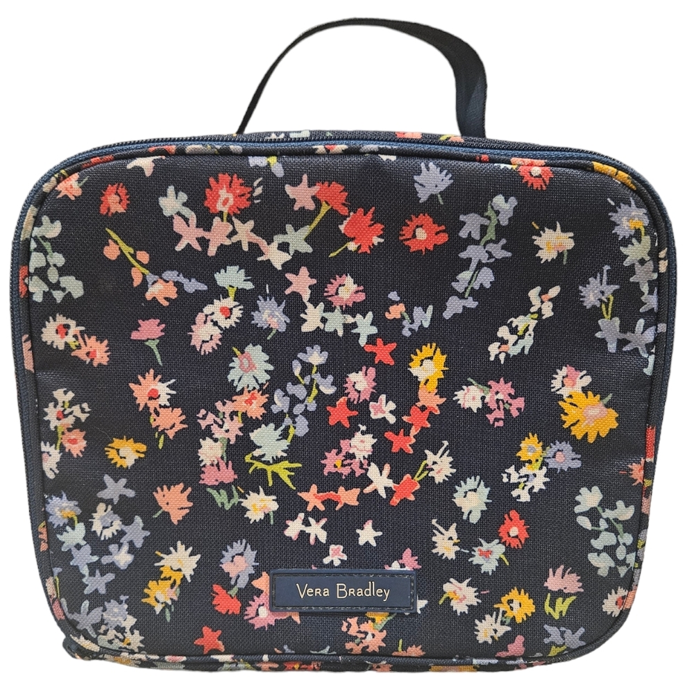 Vera Bradley Lunchbox Scattered Wildflowers With Dark Blue Back Ground